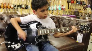 8-year-old Jayden Tatasciore playing our Gibson SG Standard here at Norman's Rare Guitars