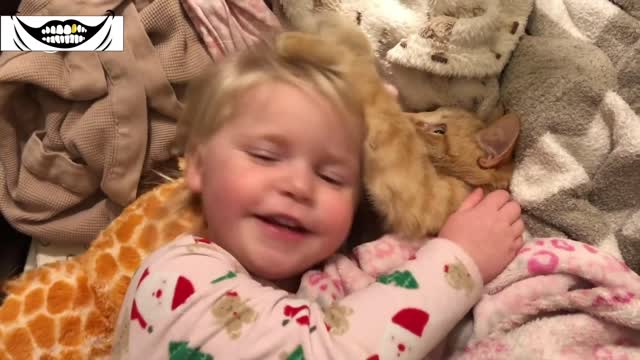 Toddler Demands Silence as She Grabs Nap With Pet Cat_(720P_HD).MP4