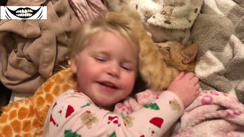 Toddler Demands Silence as She Grabs Nap With Pet Cat_(720P_HD).MP4