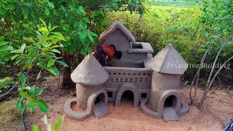 Build Beautiful House By Bamboo With Mud For Puppy