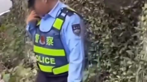 A Group Of Monkey Attacking A Chinese Policeman.