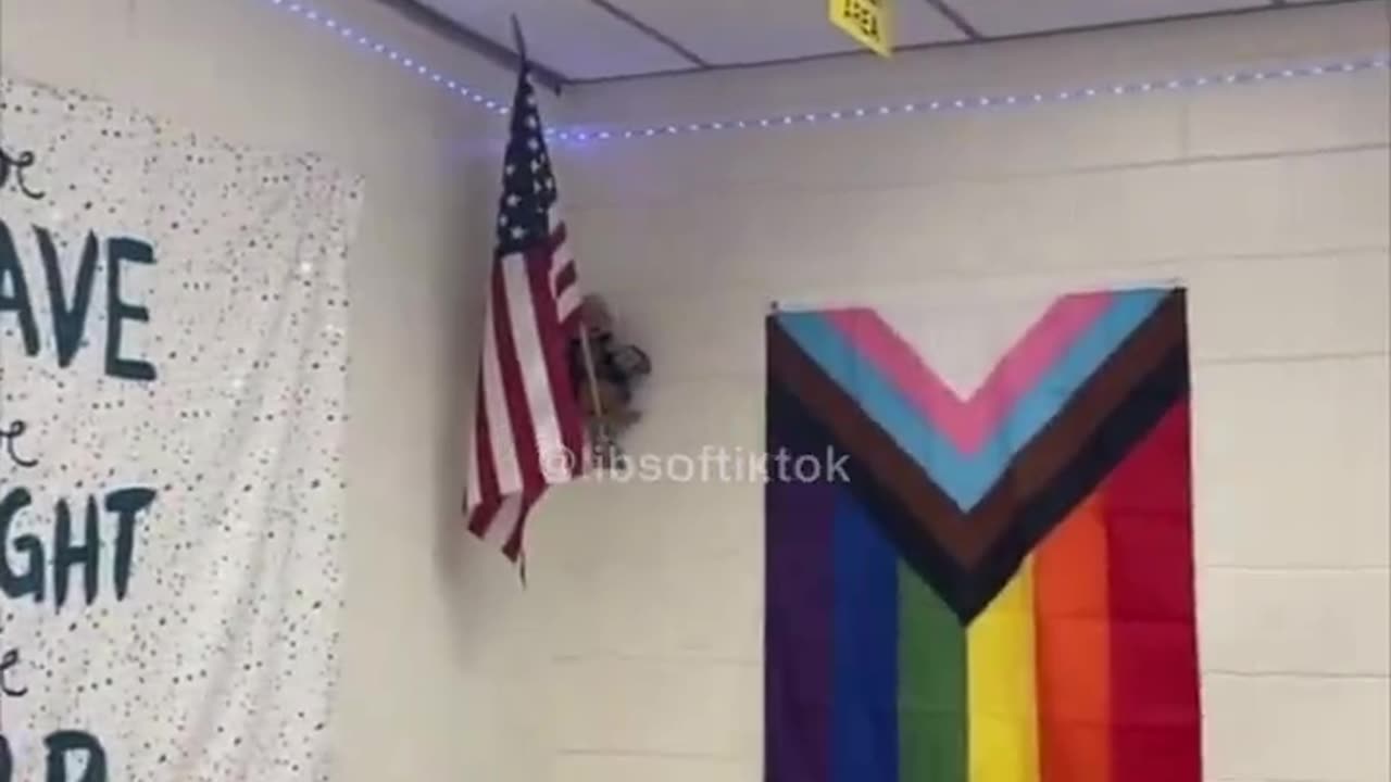 Teacher Shows Off Pride Flag In Classroom