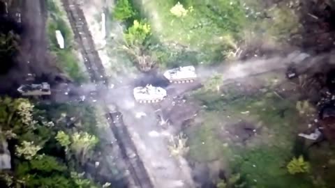 Russian VDV BTR-D vehicle running over a mine near Popasna, eastern Ukraine
