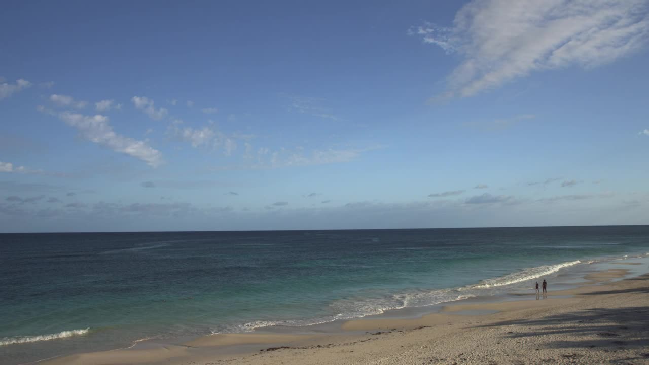 Couples walking by the ocean