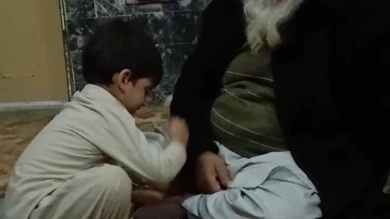 My son taking care of his Grand-Father.