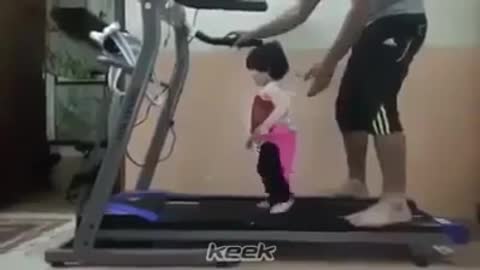 cute baby working gym