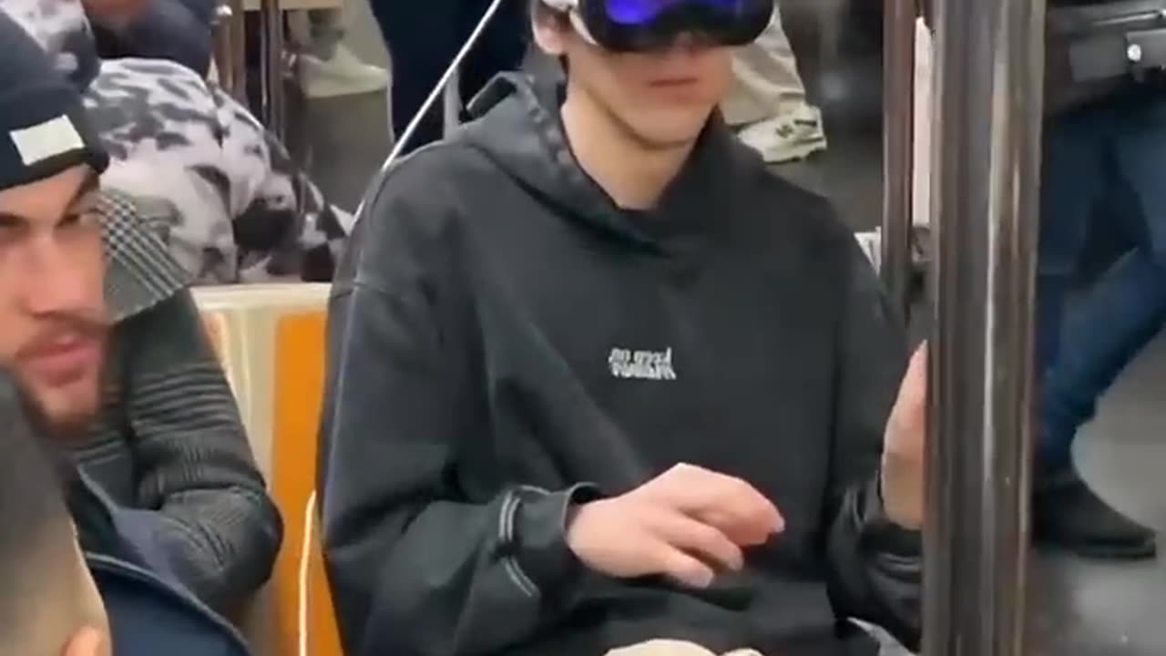 Vision Pro in New York Subway