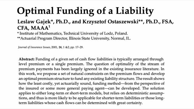 Lecture on Optimal Funding of a Liability for October 25, 2021