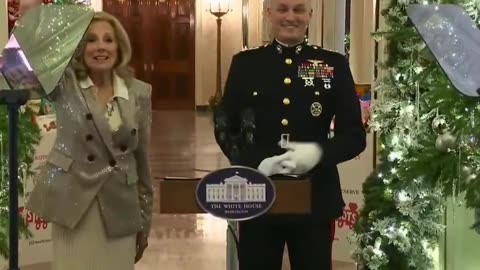 Jill Biden: "Hello kids. Happy Holidays!" Kids in the crowd: "Happy CHRISTMAS!"