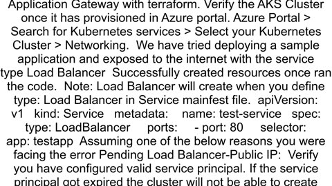 AKS LoadBalancer ExternalIP stuck on ltpendinggt