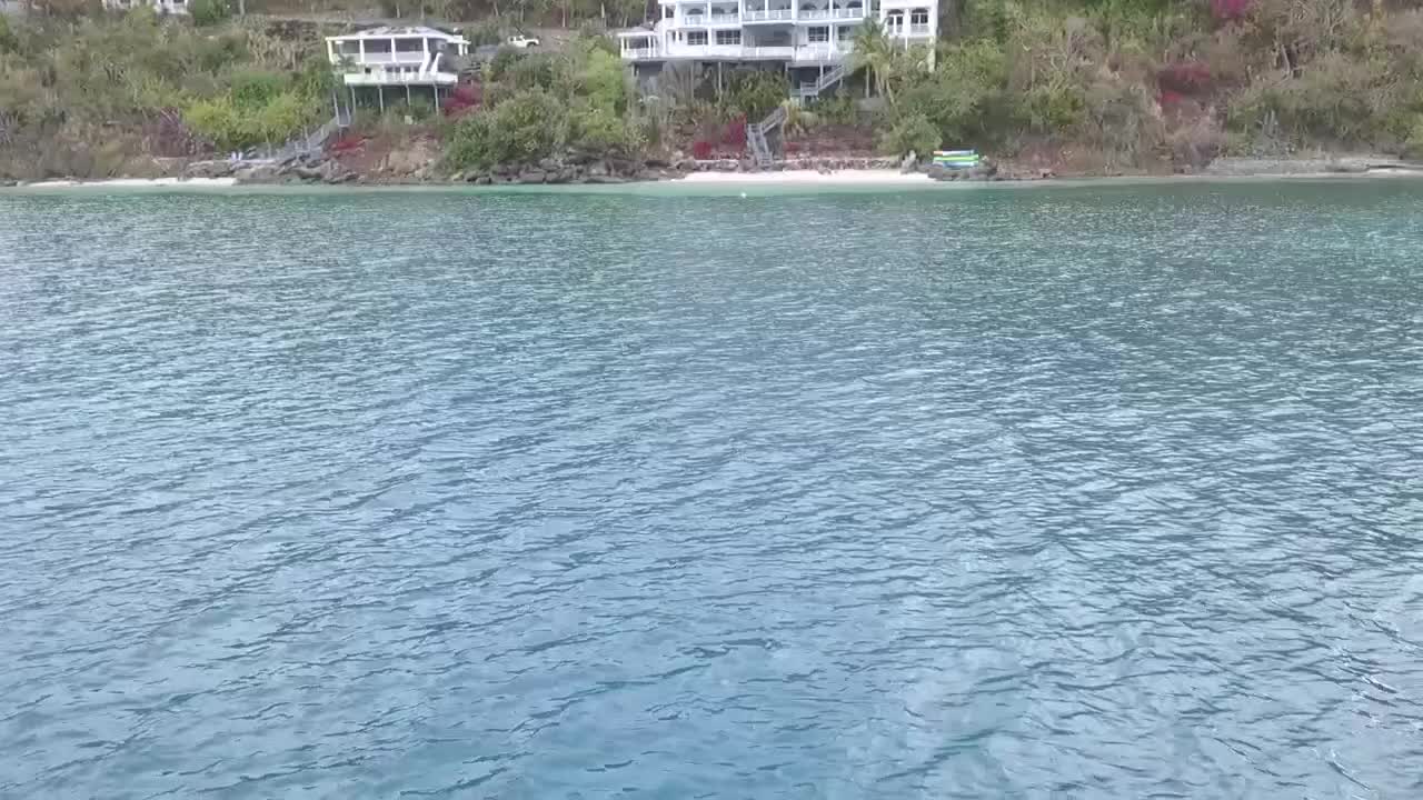 Flying drone on Megan’s Bay in St. Thomas