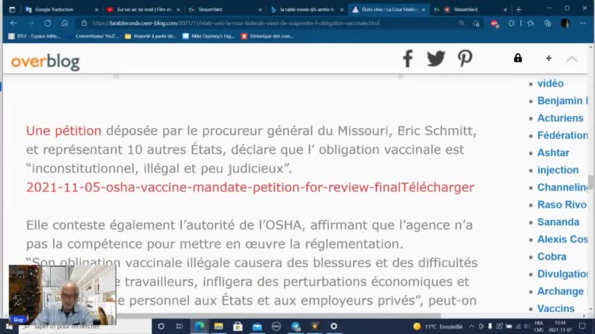 Suspension des VAX obligatoires aux USA - 7 Novembre 2021