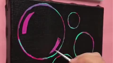 How To Paint Bubbles ॰°ₒ৹๐ Mini Canvas Painting #12 | 1 minute Painting Demo | Satisfying Video