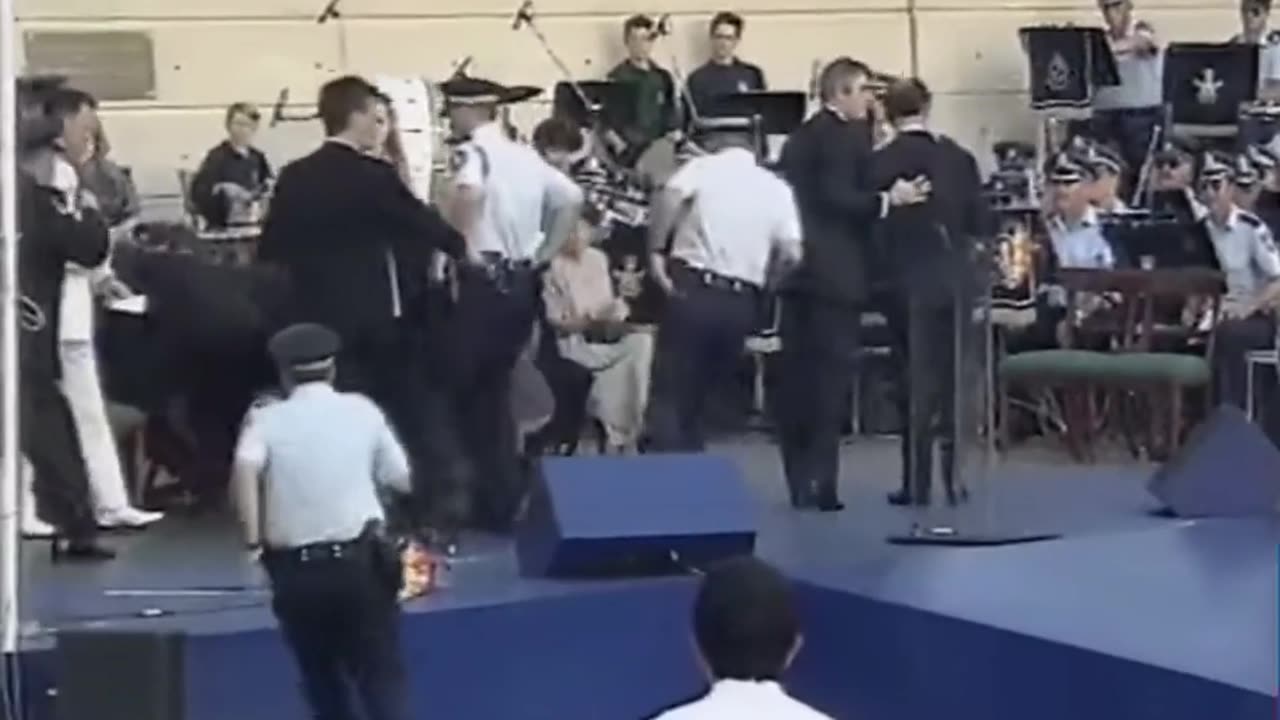 King Charles in 1994 looking mildly perturbed as he narrowly avoids assassination