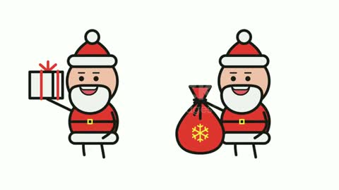 Santa Claus holding gift bag and walking.