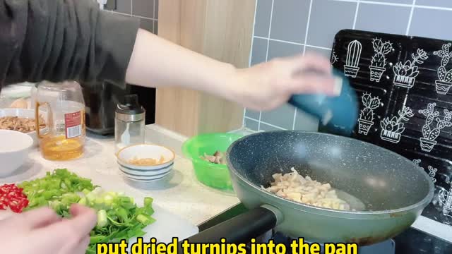 Delicious fried pork with dried radish