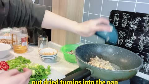 Delicious fried pork with dried radish