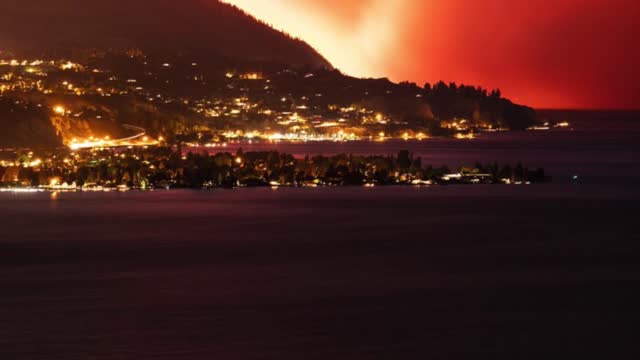 Water bombers fight hard to put out massive fire