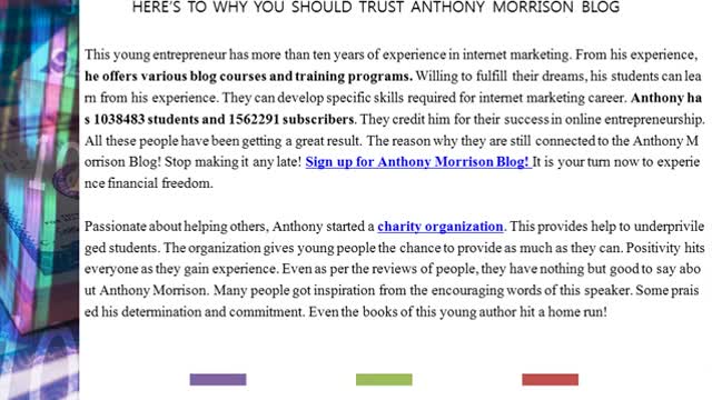 Welcome to Anthony Morrison Blog