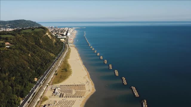 amazing aerial panorama of gorgeous summer italian sea coast golden