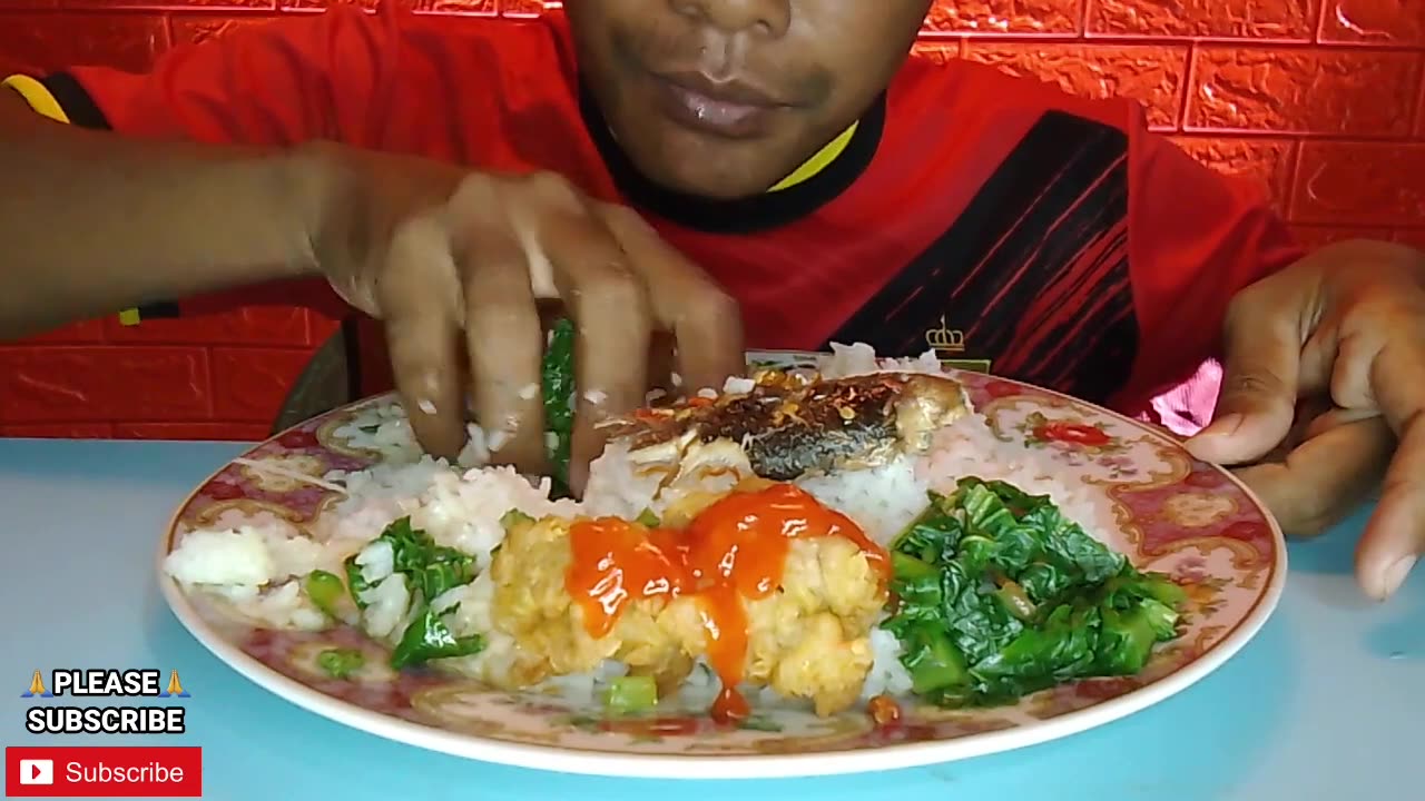 Eat Rice | Fried Sardines, Crispy Chicken With Spicy Sauce and Sautéed Mustard Greens