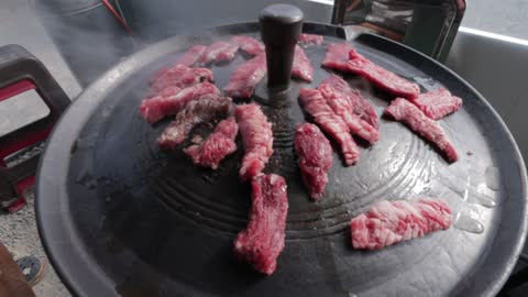 Video of Korean beef grilling