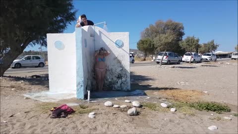 Shampoo prank on beach