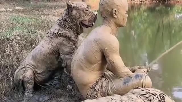 Baby dog & him for mud