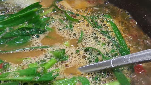 grind mud-fish soup in Korean restaurant