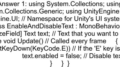 How Do I Enable and Disable Text In Unity Ui