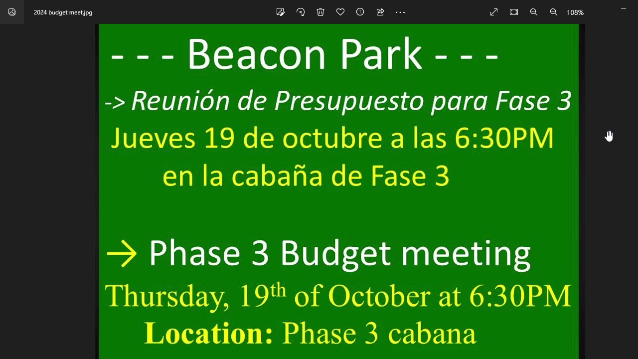 Beacon Park Phase 3 - Proposed budget for 2024