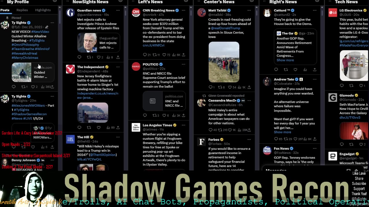 #AlexJonesNWOWars - Part 1 #TySights #ShadowGamesRecon #News #LIVE 1/5/24