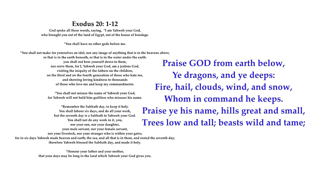 Psalm 148 "The LORD of heav’n confess, on high his glory raise." Tune: St John. Scottish Psalter