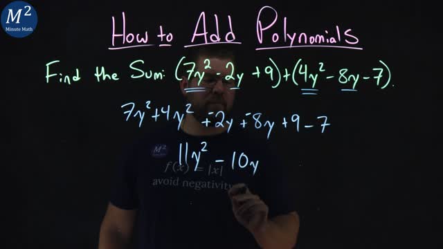 How to Add Polynomials | Find the Sum of the Two Polynomials | Minute Math