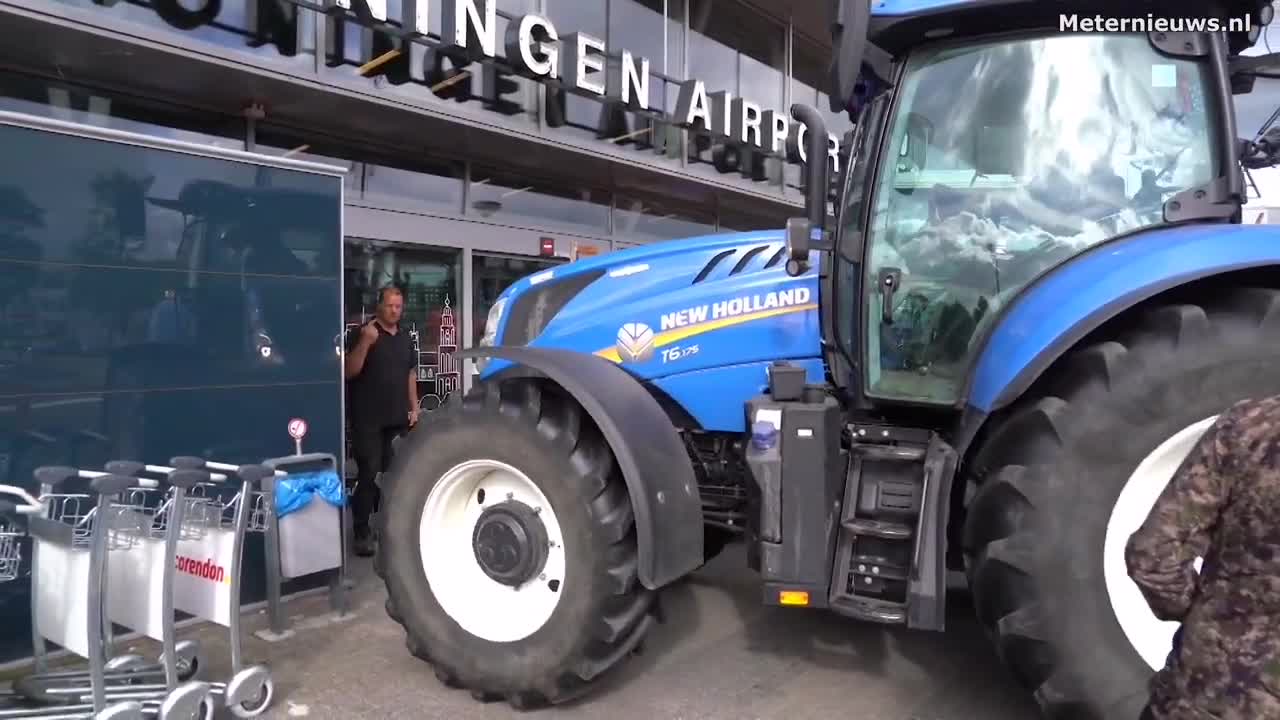 Farmers block Groningen airport in the Netherlands. July 6, 2022.