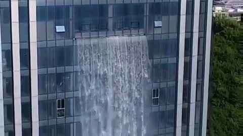 Skyscraper with waterfall in China