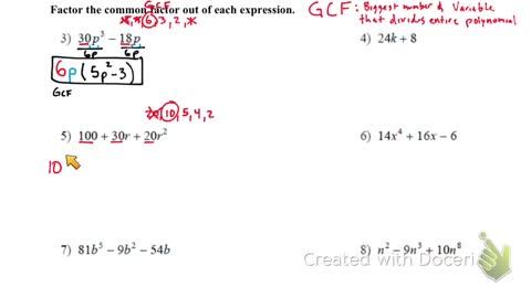 Factoring using GCF