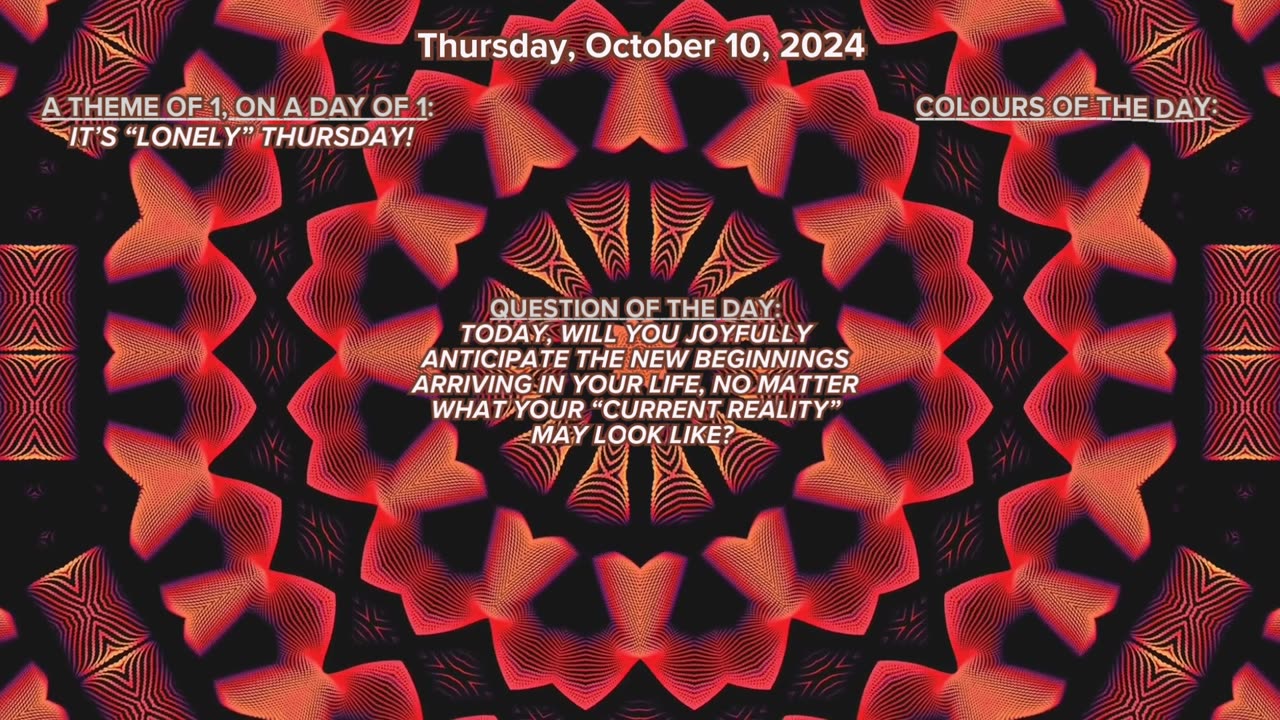 Numerology Energies for October 10 ~ "Lonely" Thursday!!