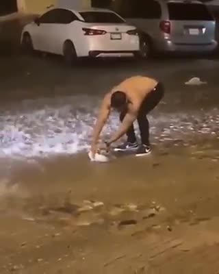 Halla una zarigüeya malherida en medio de la calle y la salva abrigándola con su camiseta