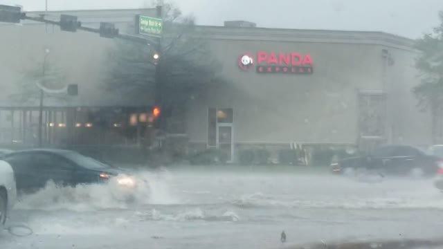 Driving through big puddle