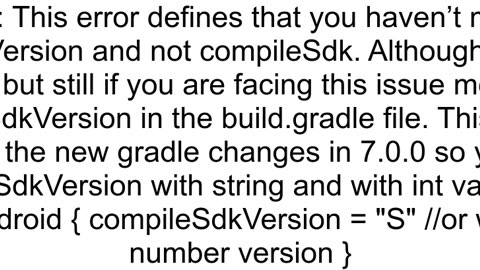 compileSdkVersion is not specified Please add it to buildgradle even though I have it defined in my