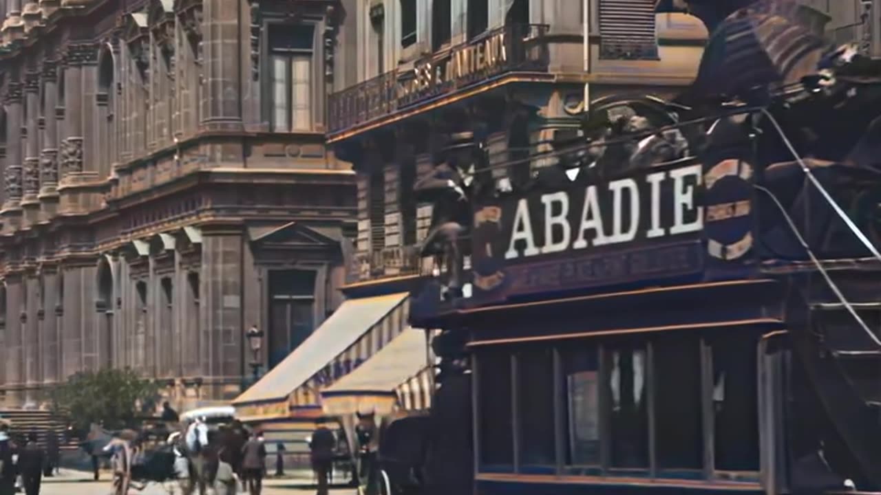 Restored footage from 1896 of the cities Paris and Lyon in France