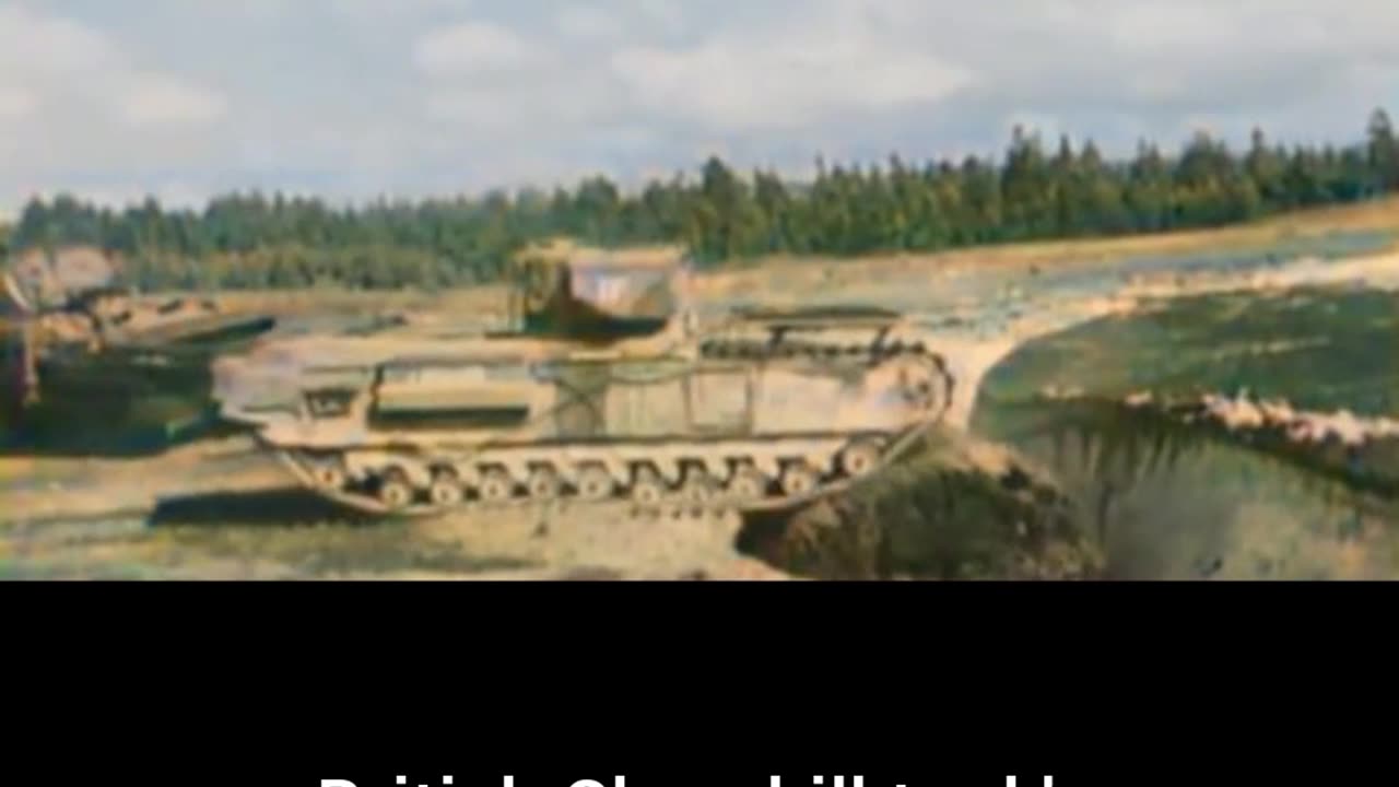 British Churchill tank'screative solution crossingditches with sticks #Colourized footage🇬🇧🎥🌿