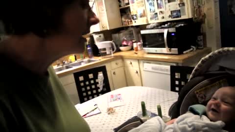 4 month old baby tries to sing to Karen Carpenter song, Melts Hearts.
