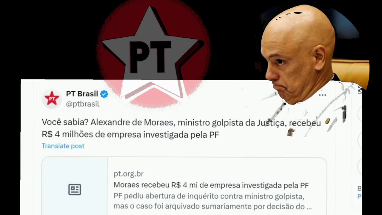 O PT tenta se descolar da imagem do ditador Moraes para tenta conseguir pelos eleger dois prefeitos no Brasil.