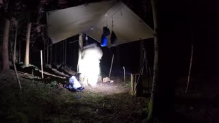 GoPro nightlapse. Coffee and vlog under a tarp in the woods