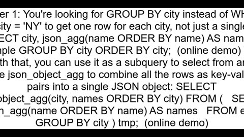 Aggregate PostgreSQL rows with same column value into nested JSON structure