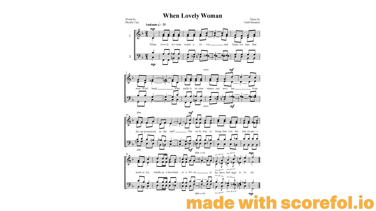 When Lovely Woman with Score by Caleb M. Brandon