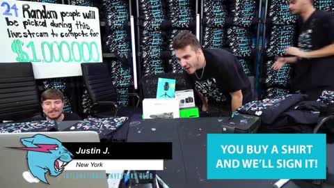 MrBeast falls off chair on 24 hour stream