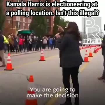 Is this legal? Kamala Harris electioneering at a polling location.